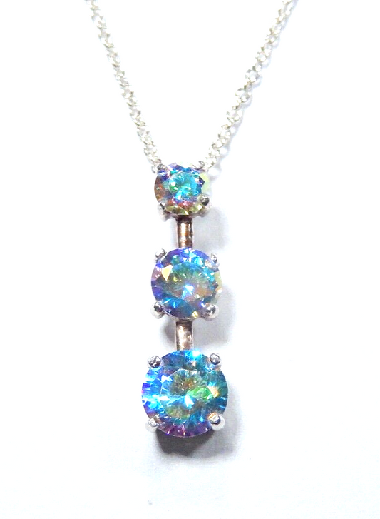 Sterling Silver .85CT Mystic Topaz Past Present Future Pendant w/18" Chain