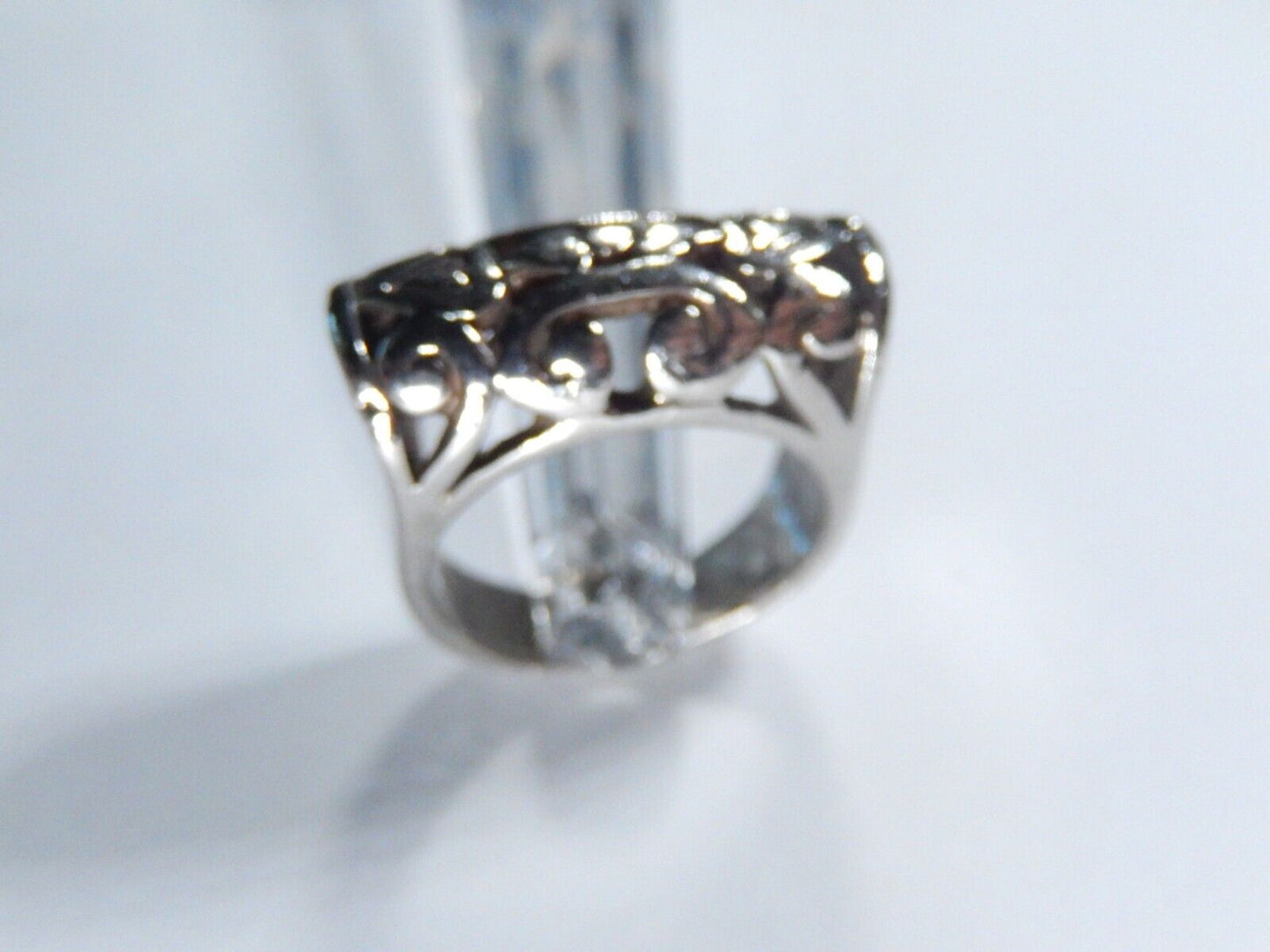 Vintage Sterling Silver 925 Domed Filigree Hearts Ring Size 6.5