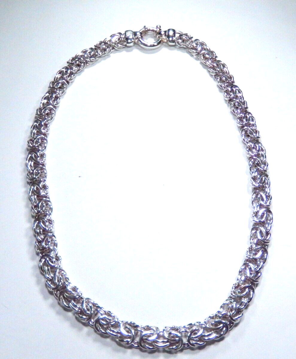 STERLING SILVER 10mm BYZANTINE 17.5" NECKLACE BY MILOR OF ITALY - 45 grams