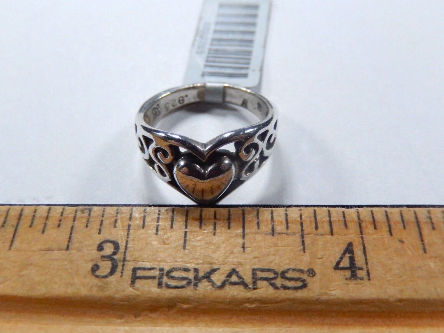 Vintage  Sterling Silver Filigree Heart Handmade Ladies Ring Size 4 free ship