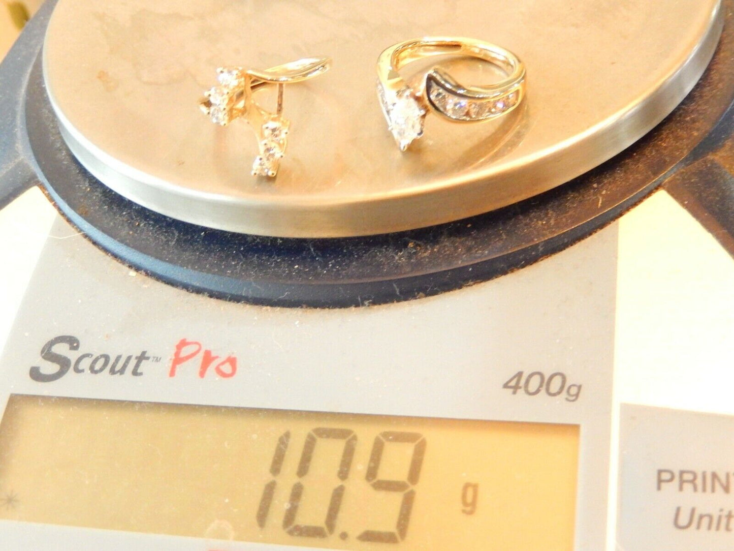 Stamped 14K Yellow Gold Marquise Diamond Wedding Engagement Bridal Ring Set