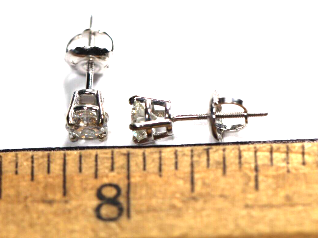 New! 14K White Gold .43 CT TW Natural Diamond  VS- / G-H Screwback Stud Earrings