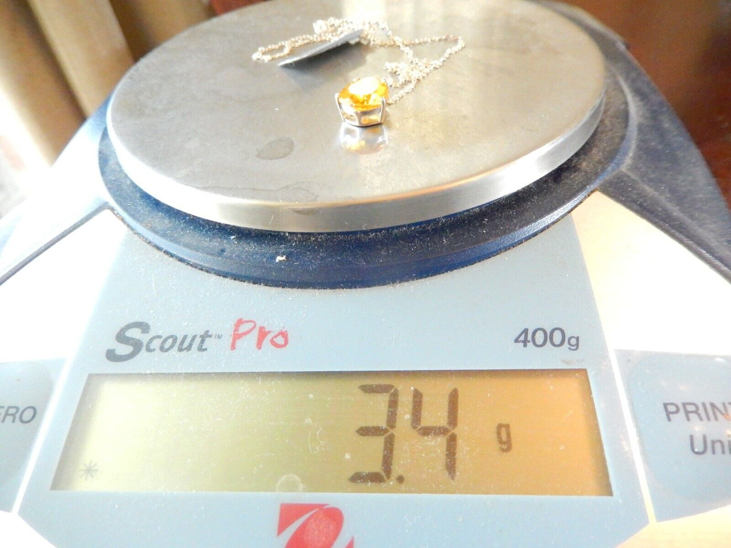 Sterling Silver 60 CT PEAR CITRINE Solitaire Pendant w18 Sterling Chain