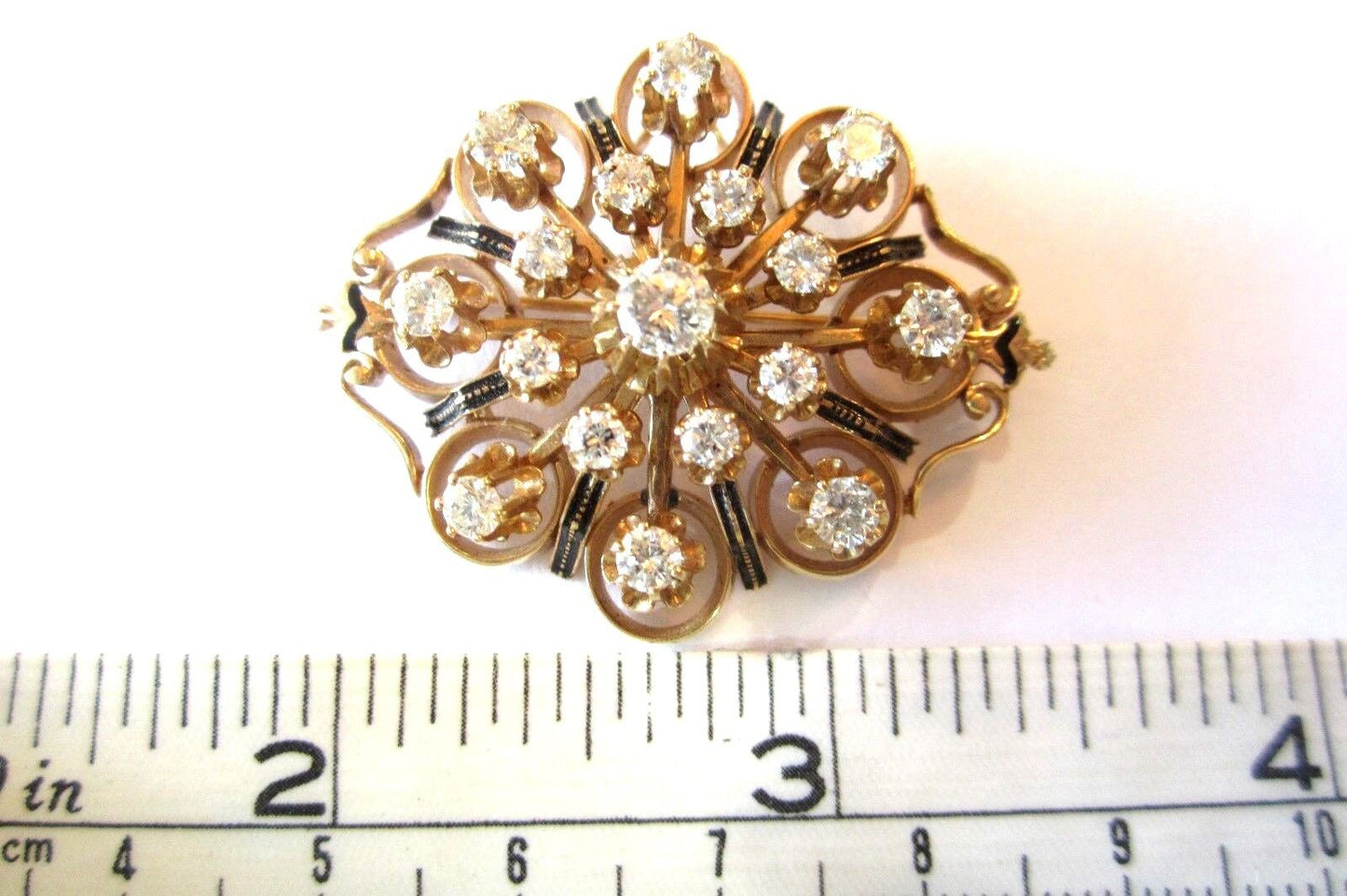 *VINTAGE*  Stamped 14K YG Brooch or Pendant w/approx. 1.60 CTTW of Diamonds