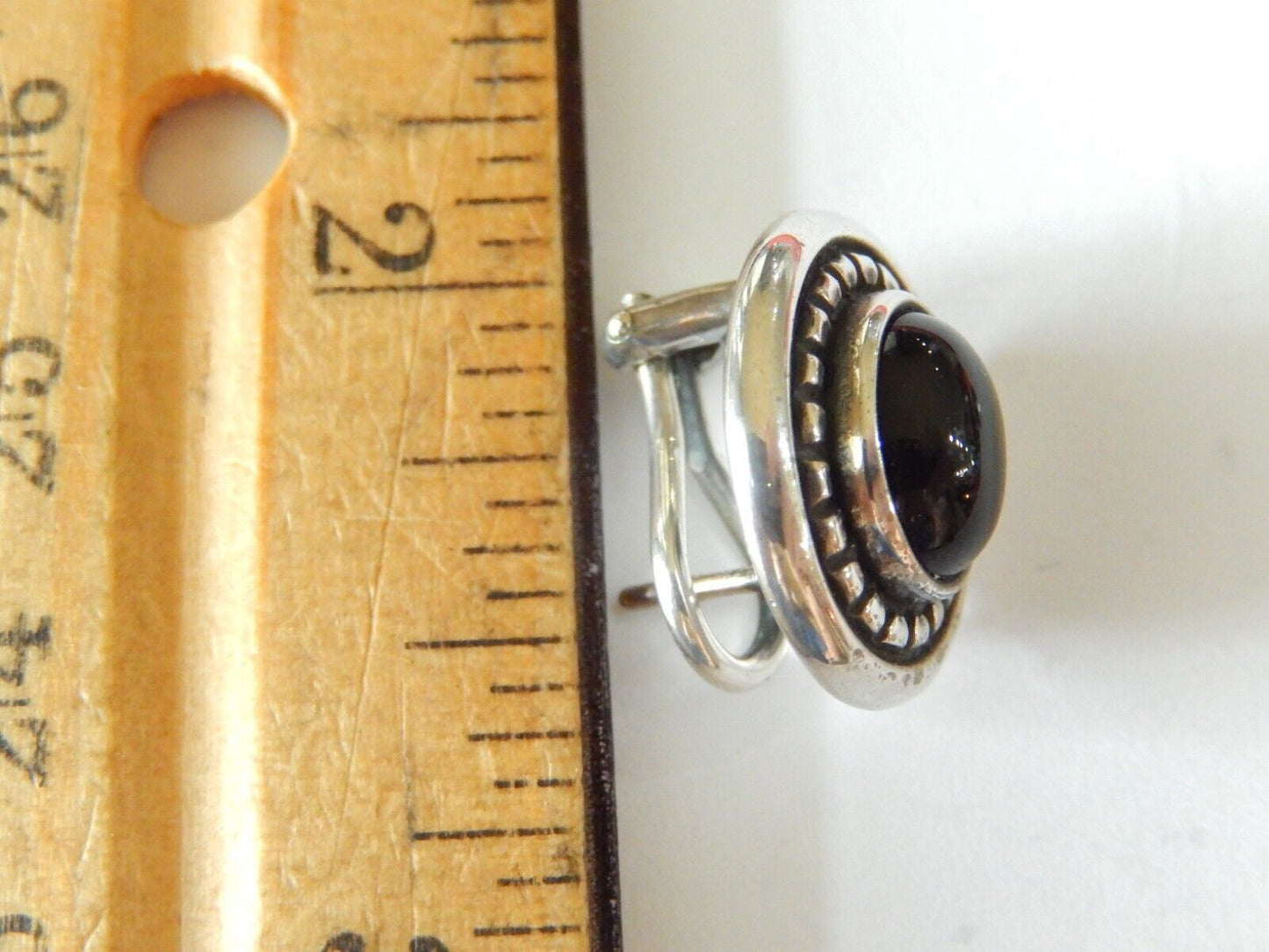 RETIRED JAMES AVERY Sterling Silver Black Onyx Oval Omega Back Earrings