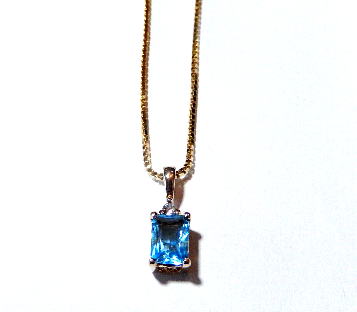 NEW 100 Carat Blue Topaz  CZ Vermeil 925 Pendant w18 Vermeil Chain