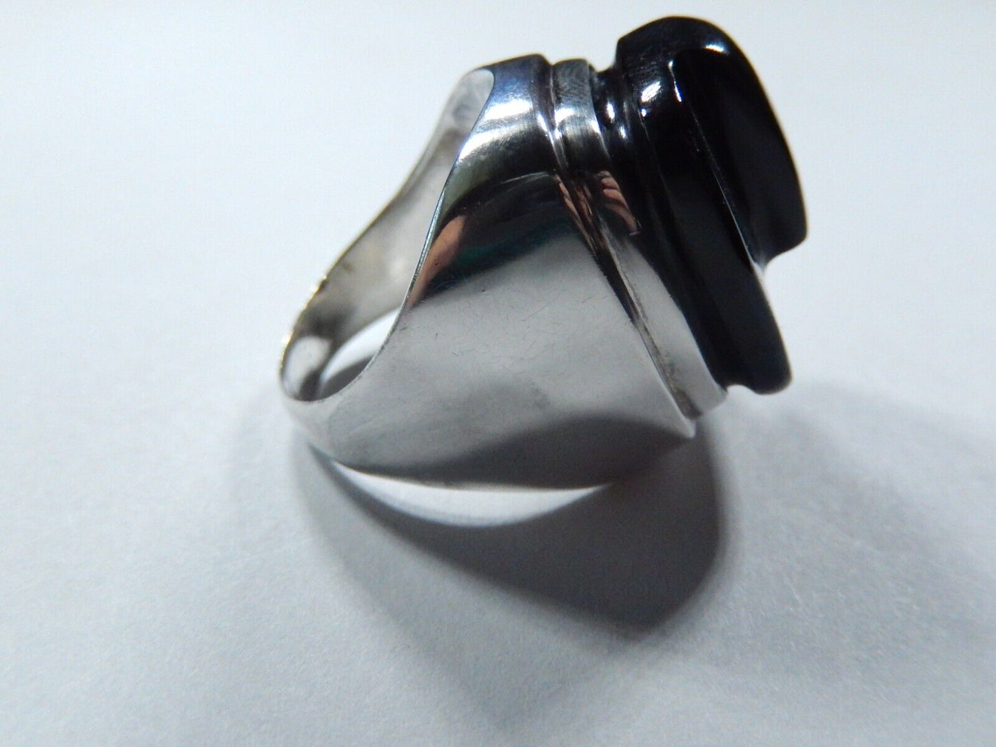 R A R E  Burle Marx Freeform Black Tourmaline or Onyx Ring in Sterling sz 8.5