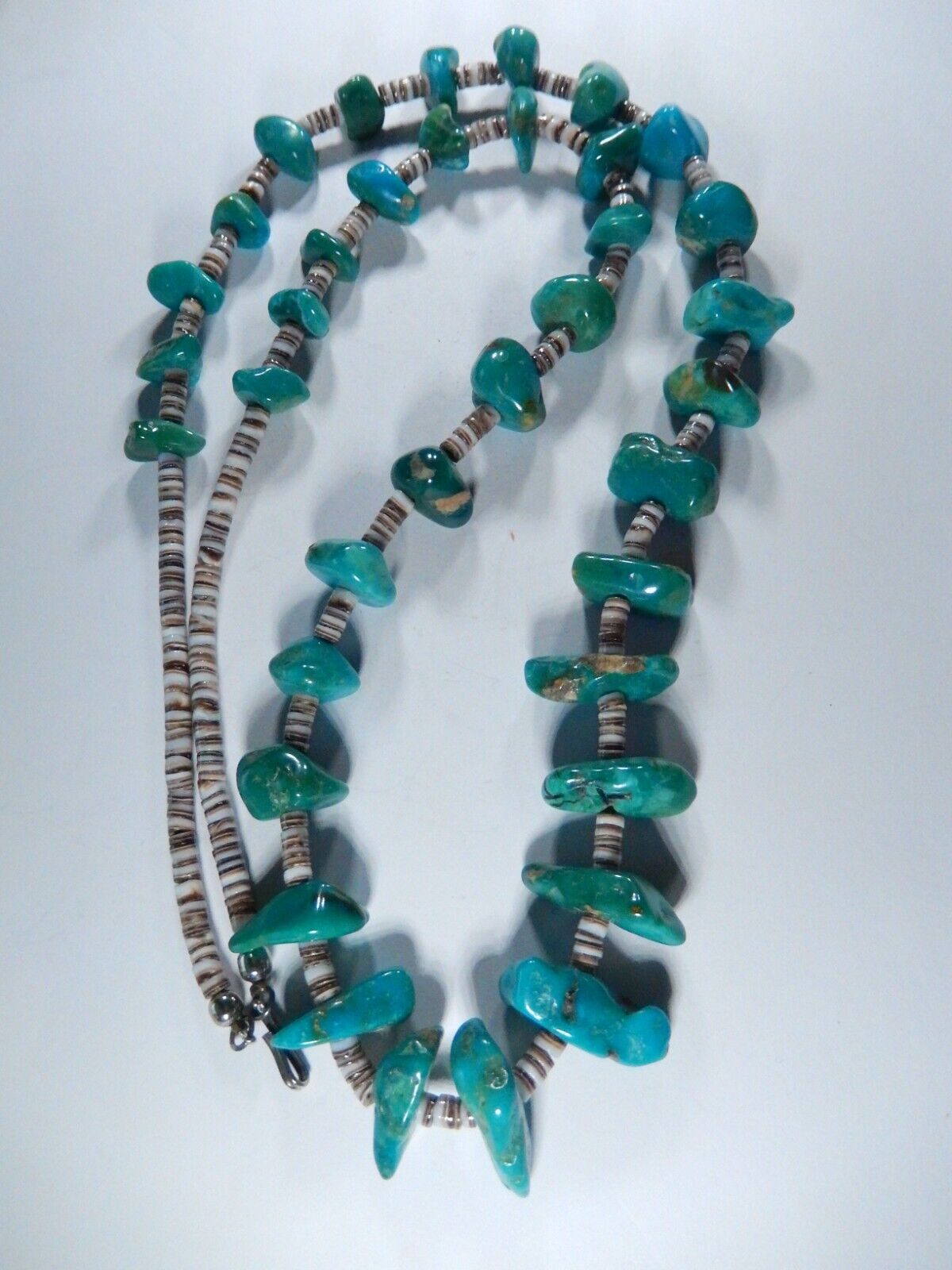 *VINTAGE*  Native American Turquoise Heishi Necklace 85 Grams - 30" Length