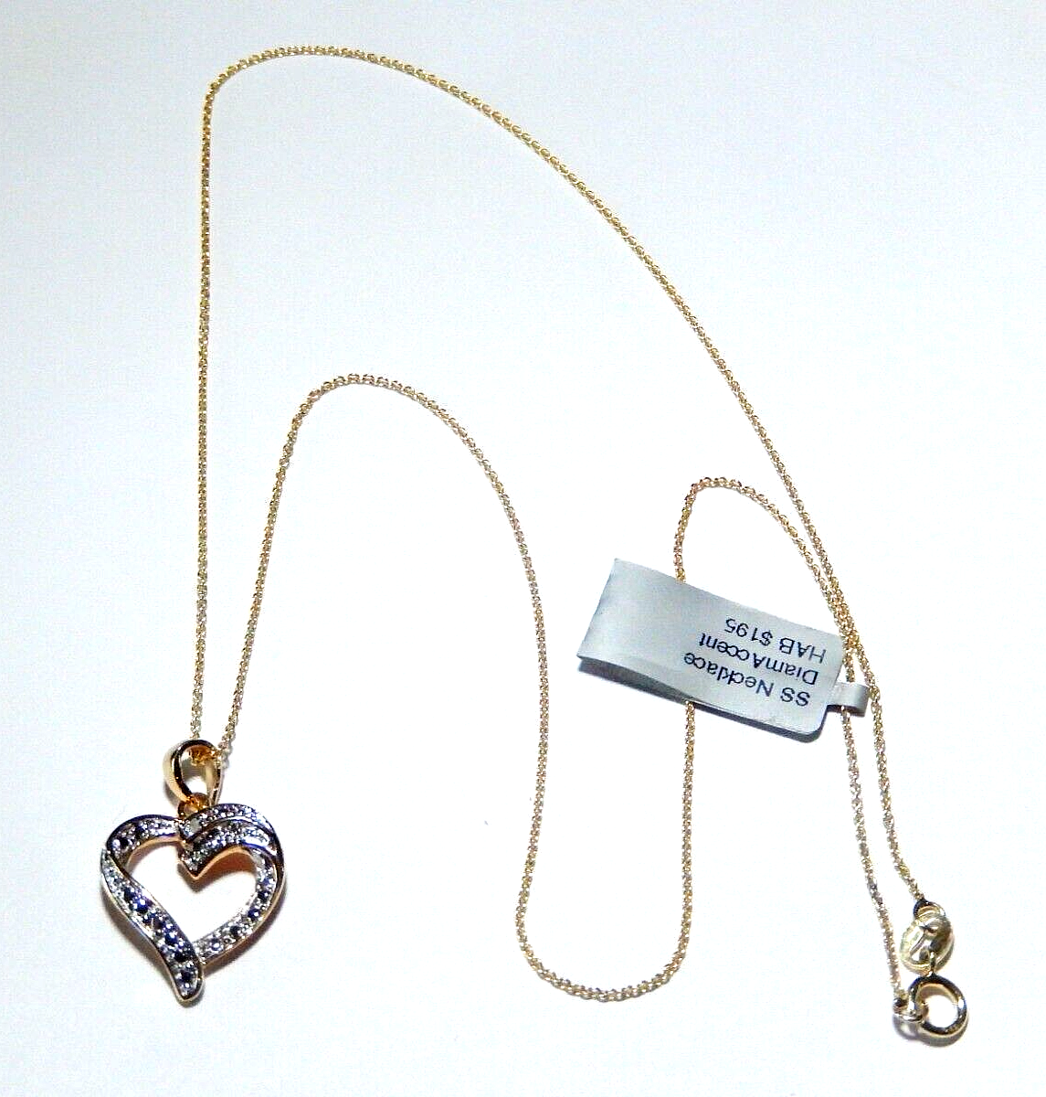 Ross Simons Gold Vermeil 925 Diamond Heart Pendant with 18 Vermeil Chain