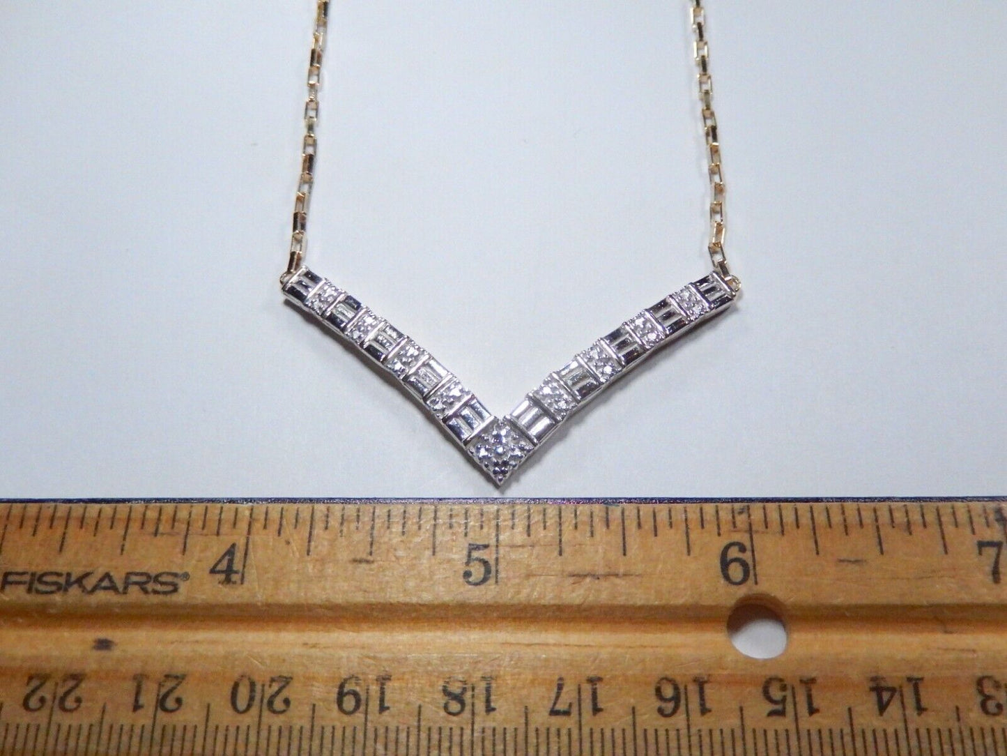Ross Simons Gold .925 Vermeil "V" Diamond Pendant & 18" Fancy Vermeil Chain