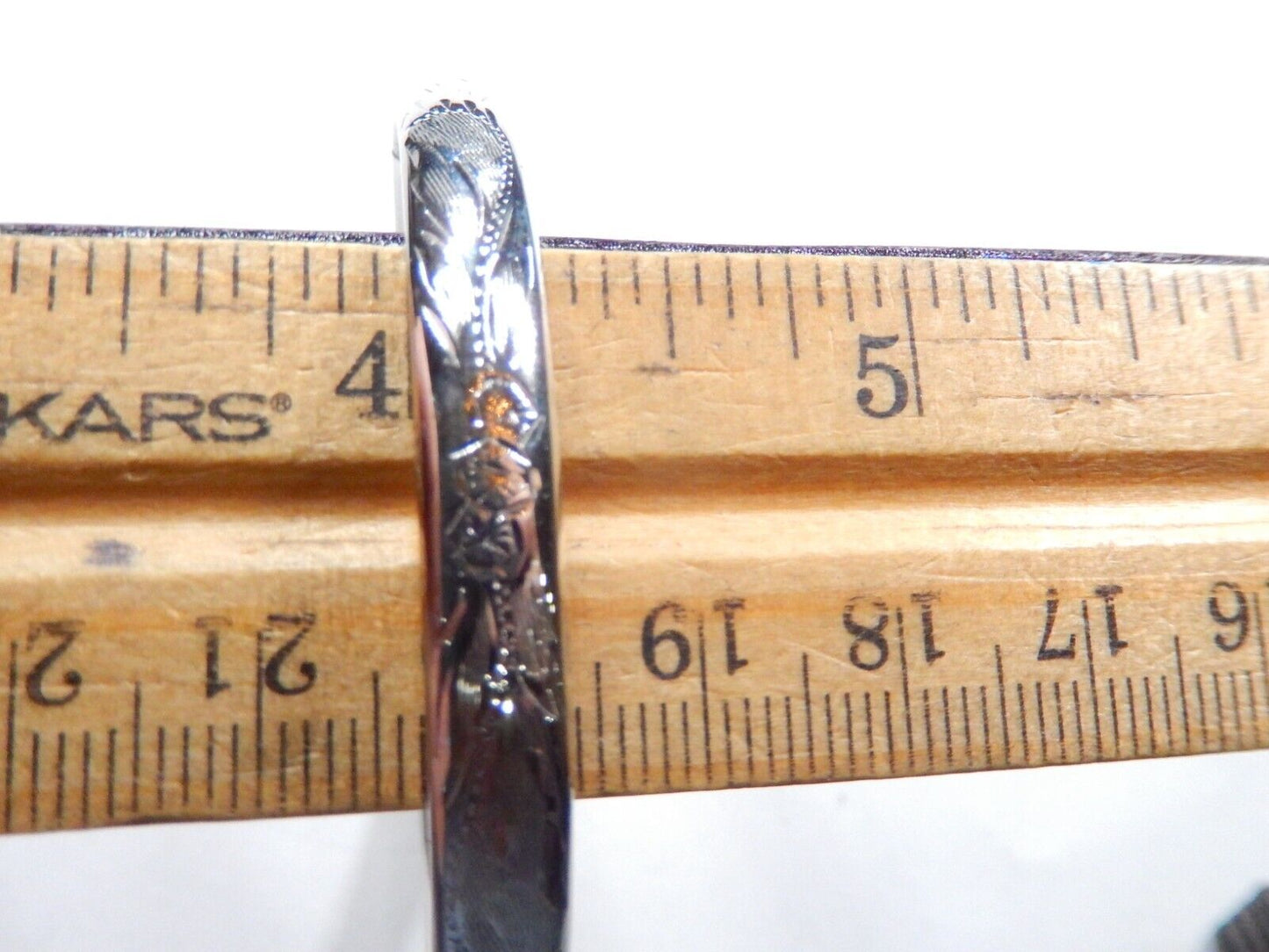 Vintage Sterling Silver 925 Hollow Hinged Signed HFB Bangle Bracelet