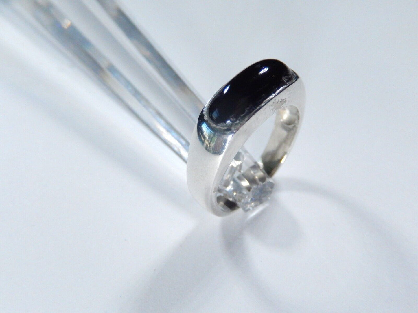 *VINTAGE*  925 Sterling Silver Black Onyx Dome Band Ring Size 6.75