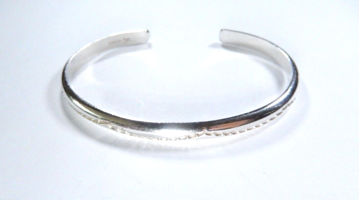 VINTAGE Native American TAHE .925 Sterling Silver Engraved Cuff Bracelet Stamped