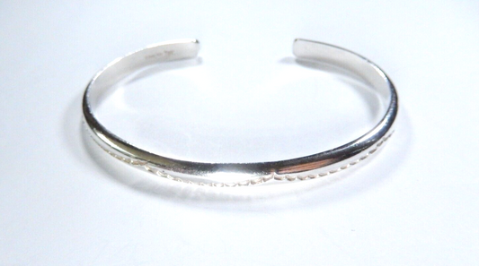 VINTAGE Native American TAHE .925 Sterling Silver Engraved Cuff Bracelet Stamped