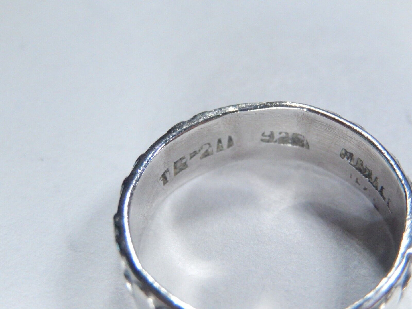 Vintage Mexico Taxco Heart Eternity Sterling Silver 6 mm Band Ring Sz 8