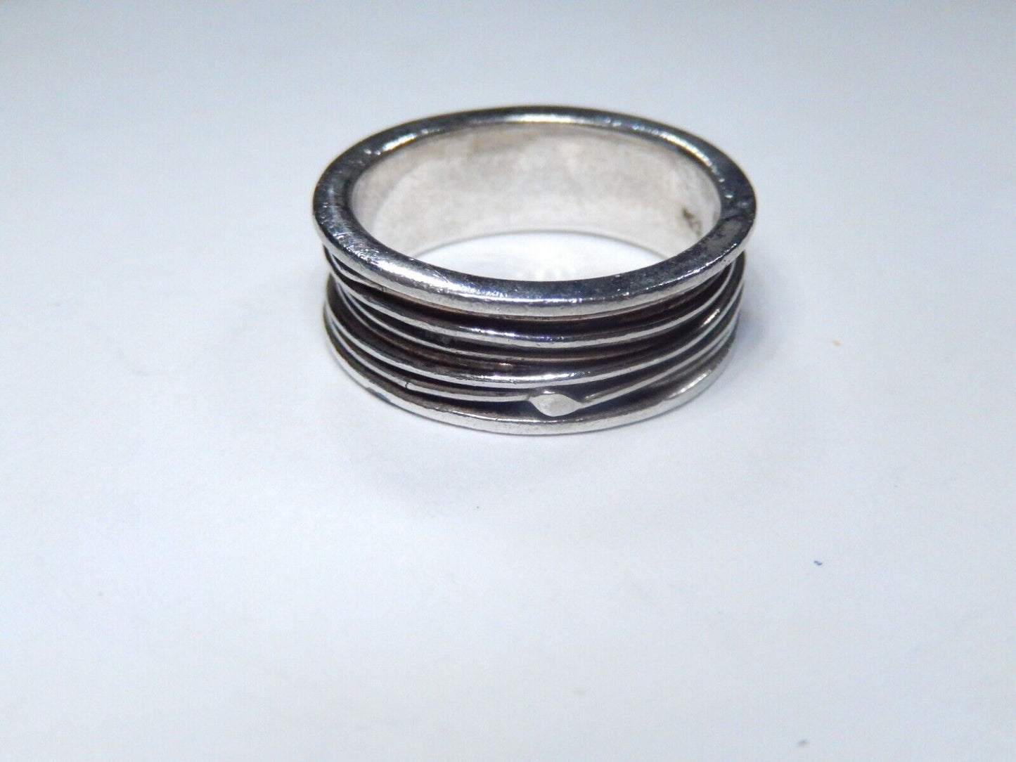 Vintage HEAVY Sterling Silver 925  Wire-Wrapped 8mm  Band Ring Size 8.5