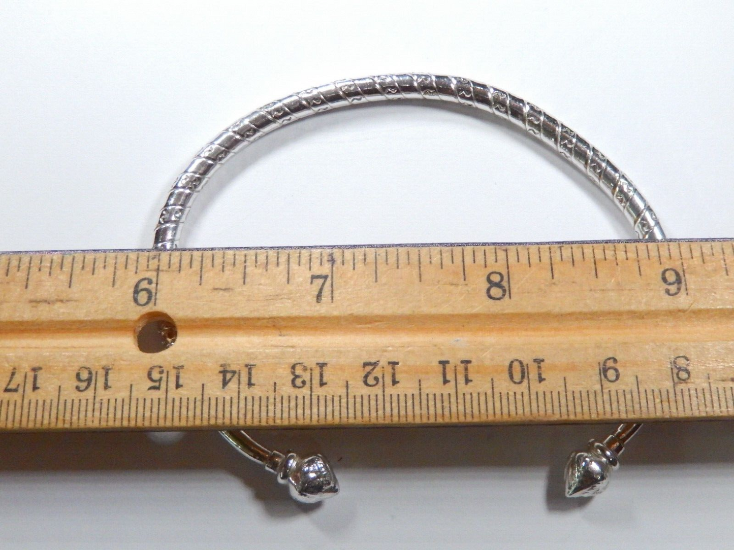 VINTAGE  Tribal Etched Lotus Sterling Silver Bangle Open Cuff Jewelry Bracelet