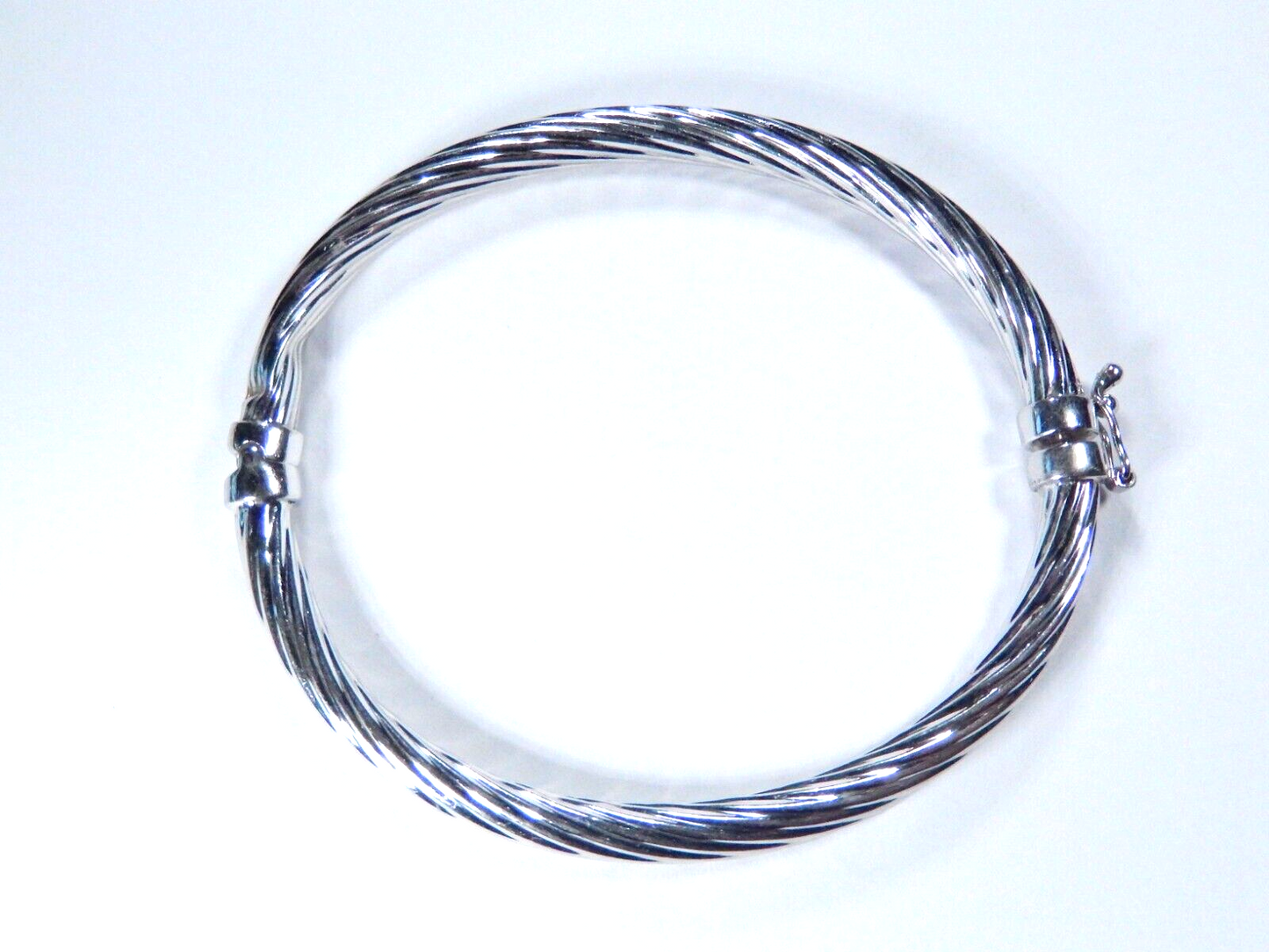 Sterling Silver 925 Thailand Twisted Rope Design Hinged Bangle Bracelet
