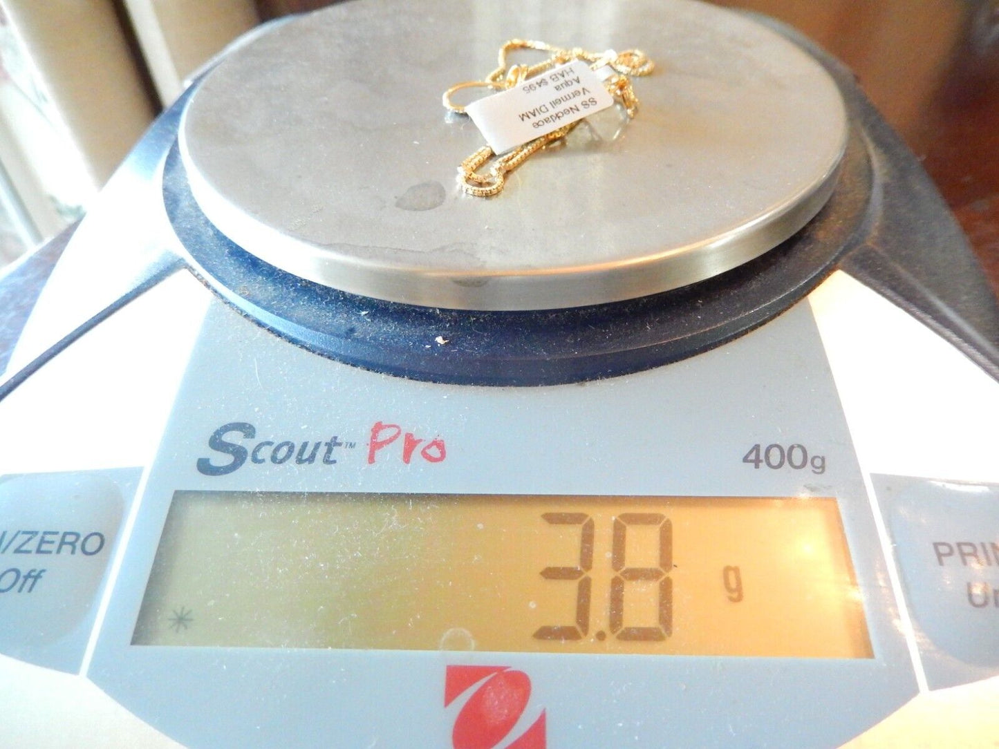 NWT Gold Vermeil 925 Blue Topaz  Diamond Cross Pendant  18 Vermeil Chain
