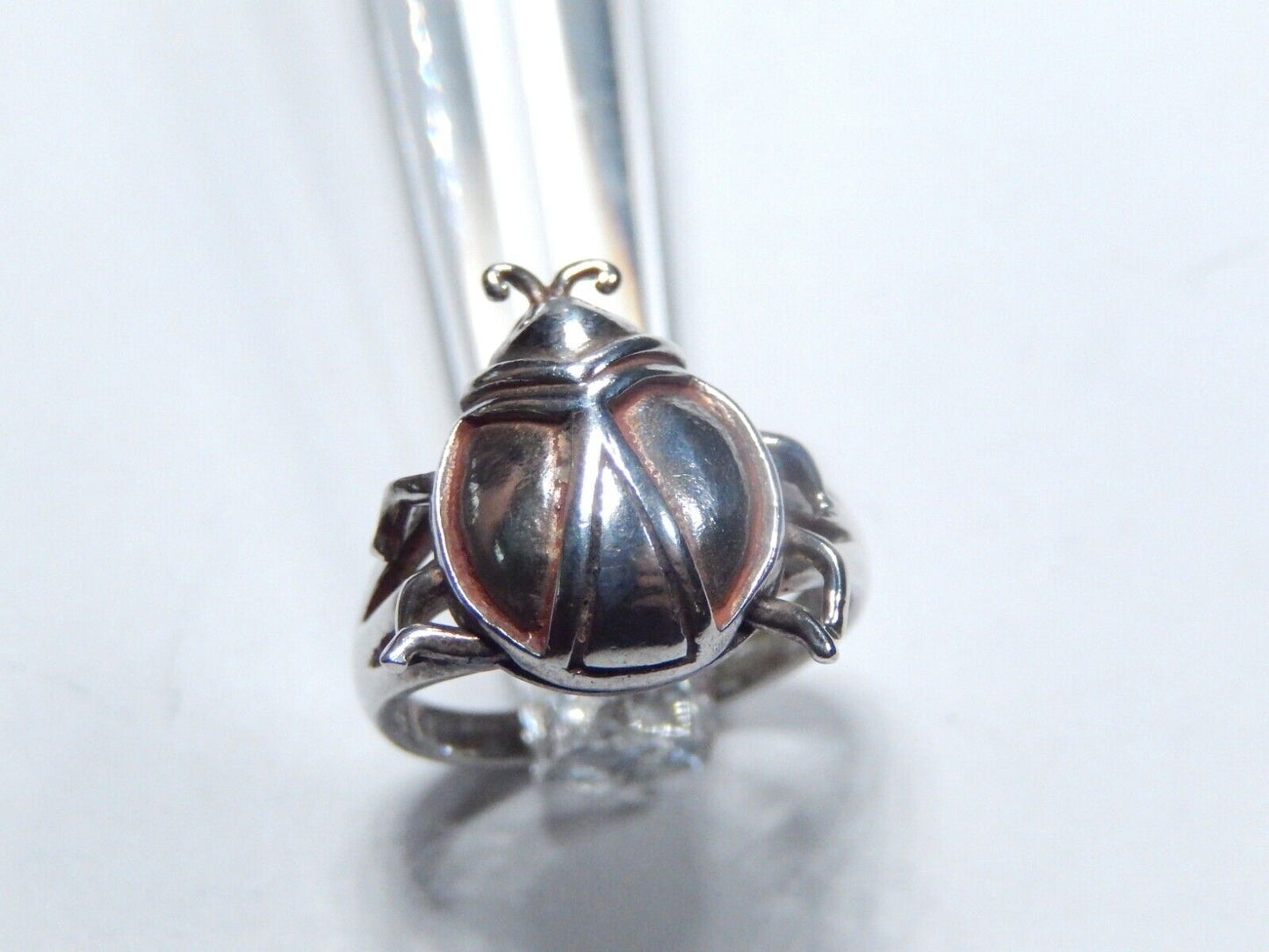 *VINTAGE* Sterling Silver Moveable Legs Beetle Ring 16mm Ring Size 6