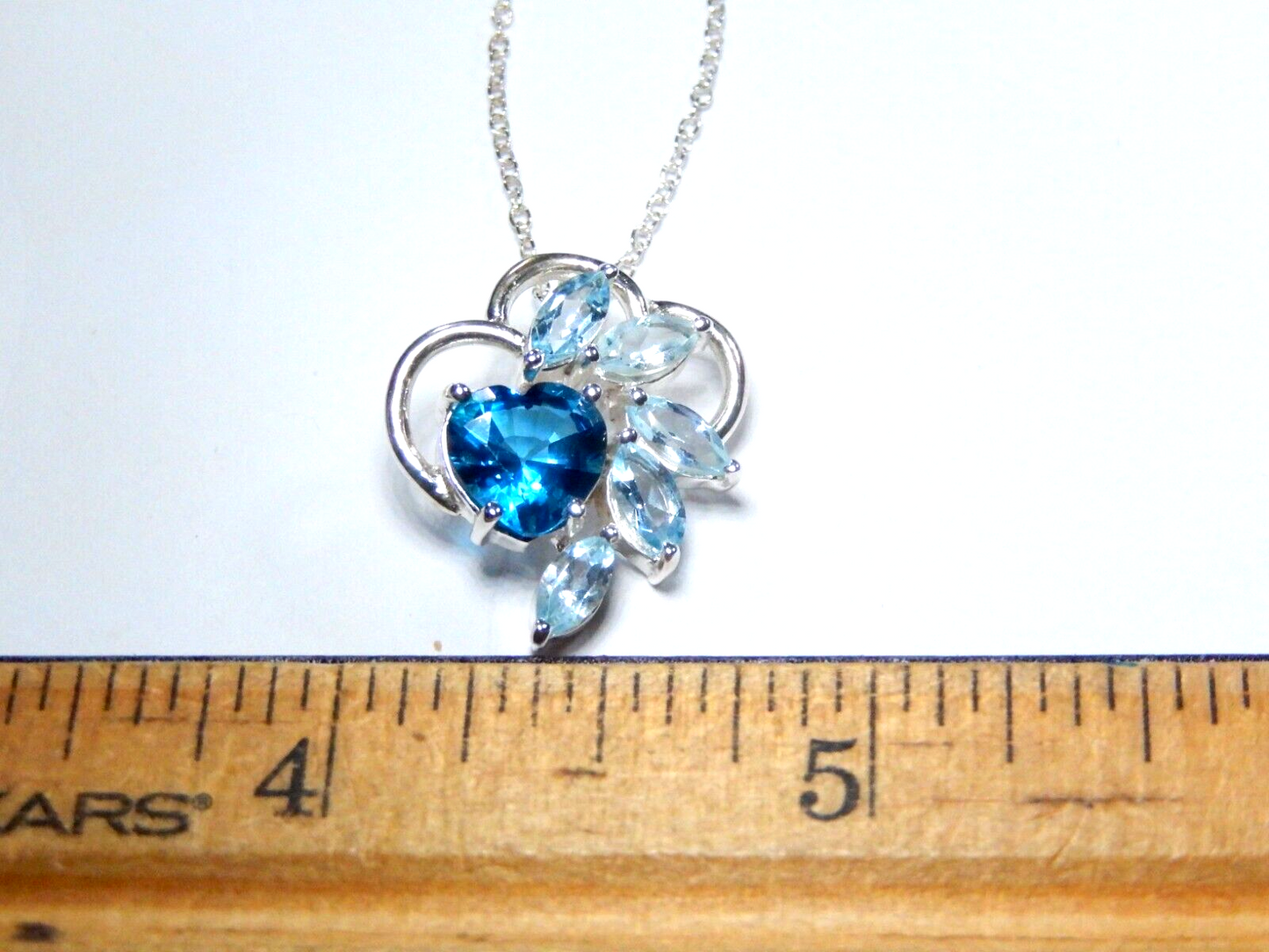 Sterling Silver Free Form London Blue & Sky Blue Topaz Pendant w/18" Ster. Chain