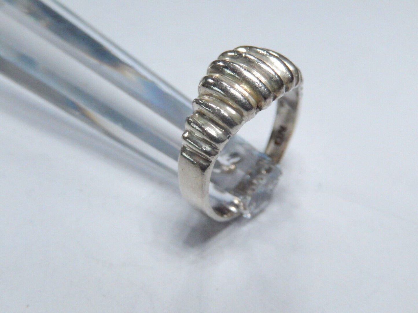 *VINTAGE* Sterling Silver Shrimp Dome Ribbed Graduated Ring Size 5.5