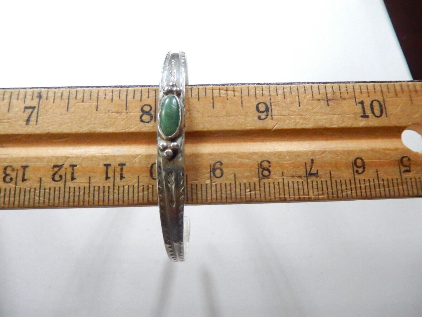 *VINTAGE* Southwestern Sterling Silver And Green Turquoise Small Size Bangle