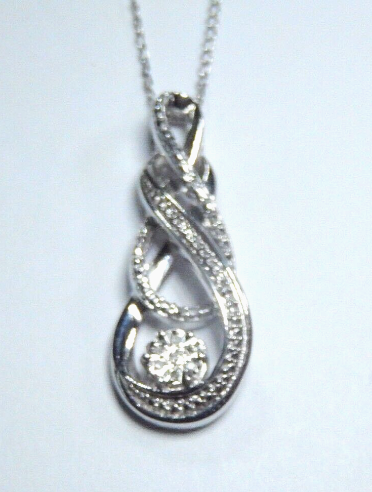 *VINTAGE* Sterling Silver  Diamond Double Infinity Pendant w/ 18" Sterling Chain
