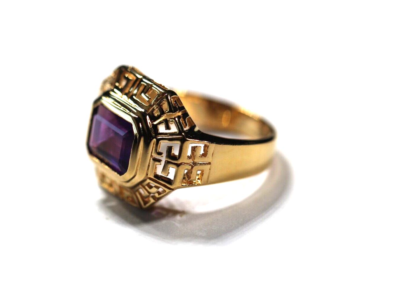 GOLD VERMEIL STERLING AND AMETHYST RING SIZE 6.75