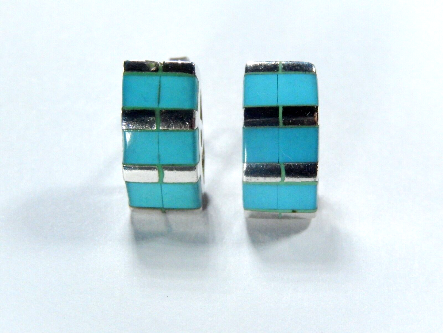 *VINTAGE* SOUTHWEST STYLE INLAY TURQUOISE POST EARRINGS