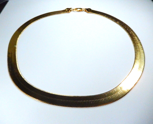 8.5mm Herringbone Chain. Vermeil Gold over Sterling Silver Necklace 16"