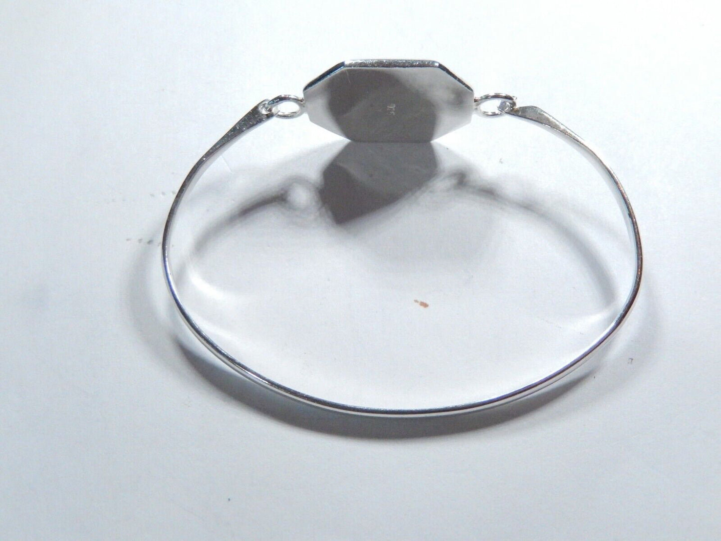 *VINTAGE*  925 Sterling Silver Black Onyx Hinged Hook On Bangle Bracelet