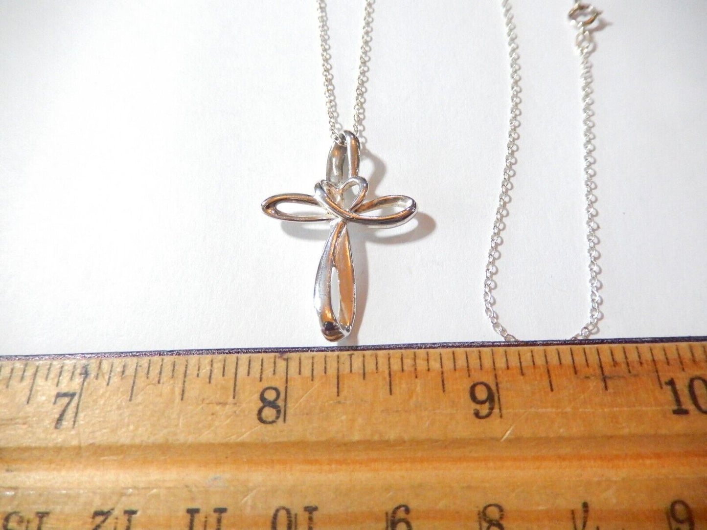 LOVE IS ETERNAL Sterling Silver Freeform Cross Pendant with 18 Sterling Chain
