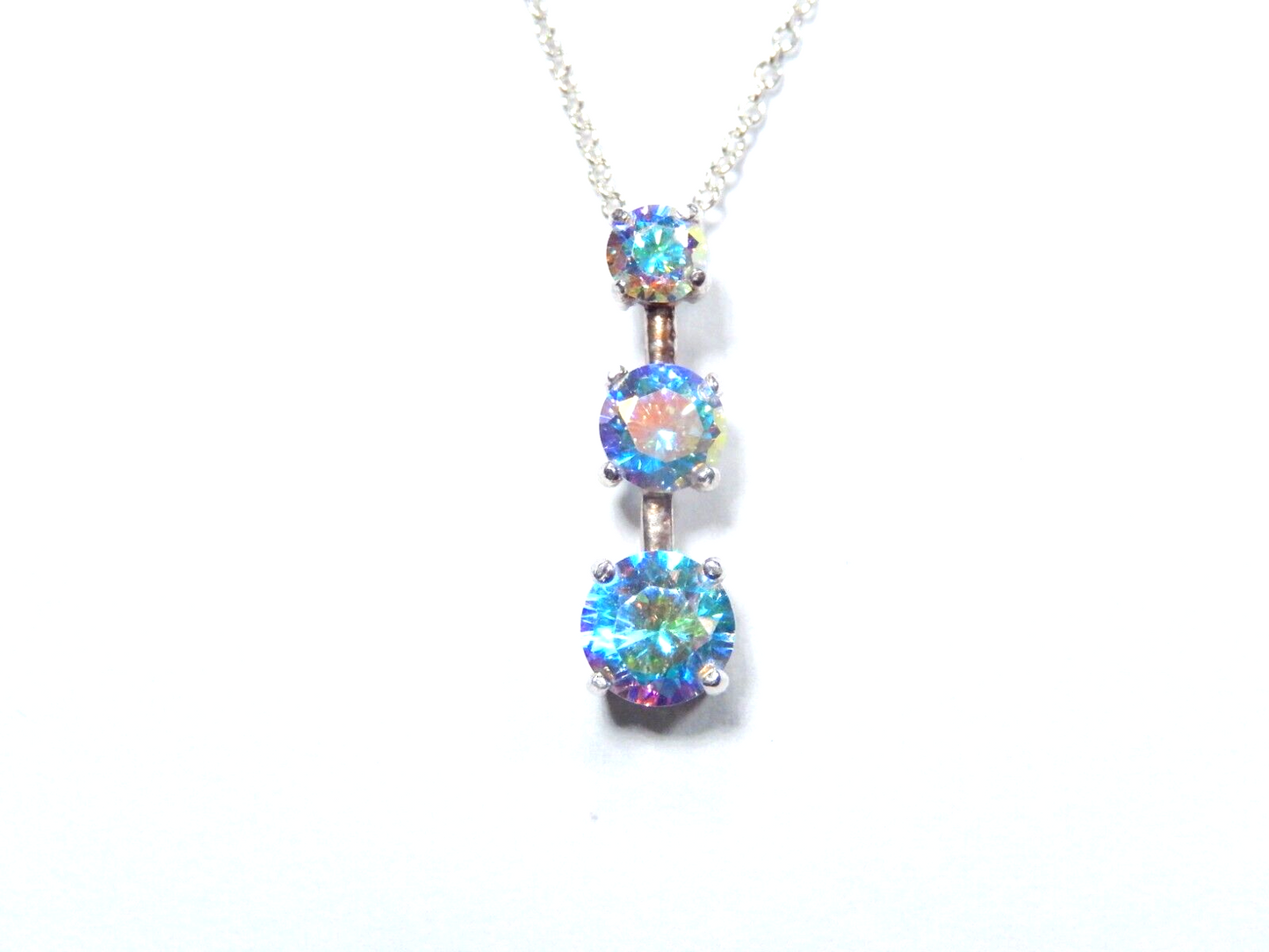 Sterling Silver .85CT Mystic Topaz Past Present Future Pendant w/18" Chain