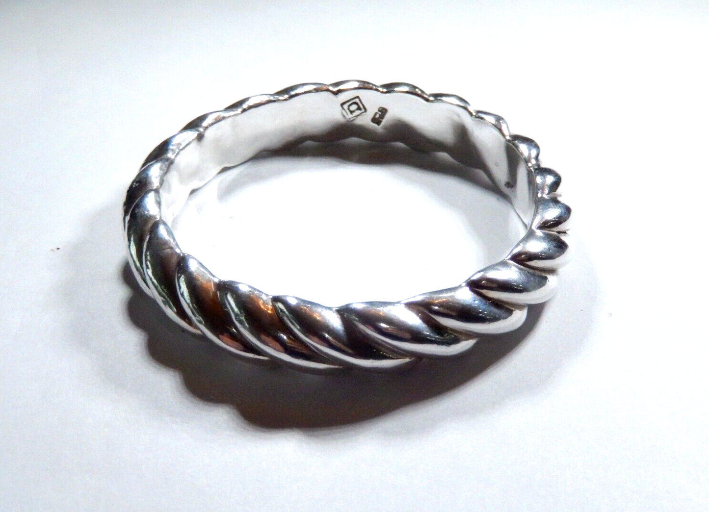 VINTAGE Signed D Square Bangle Bracelet 925 Sterling Silver Modernist Minimalist