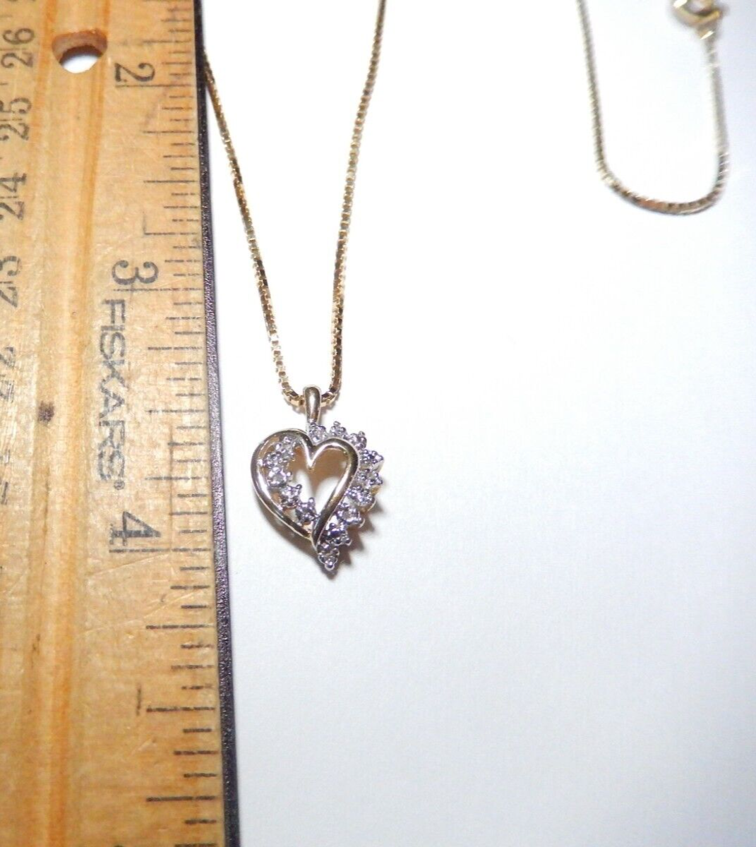10K Yellow Gold HEART DIAMOND PENDANT with 18 Inch Chain