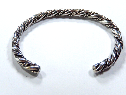 VINTAGE Navajo Chunky Twisted Cable Rope 925 Sterling Silver Cuff Bracelet 13.gm