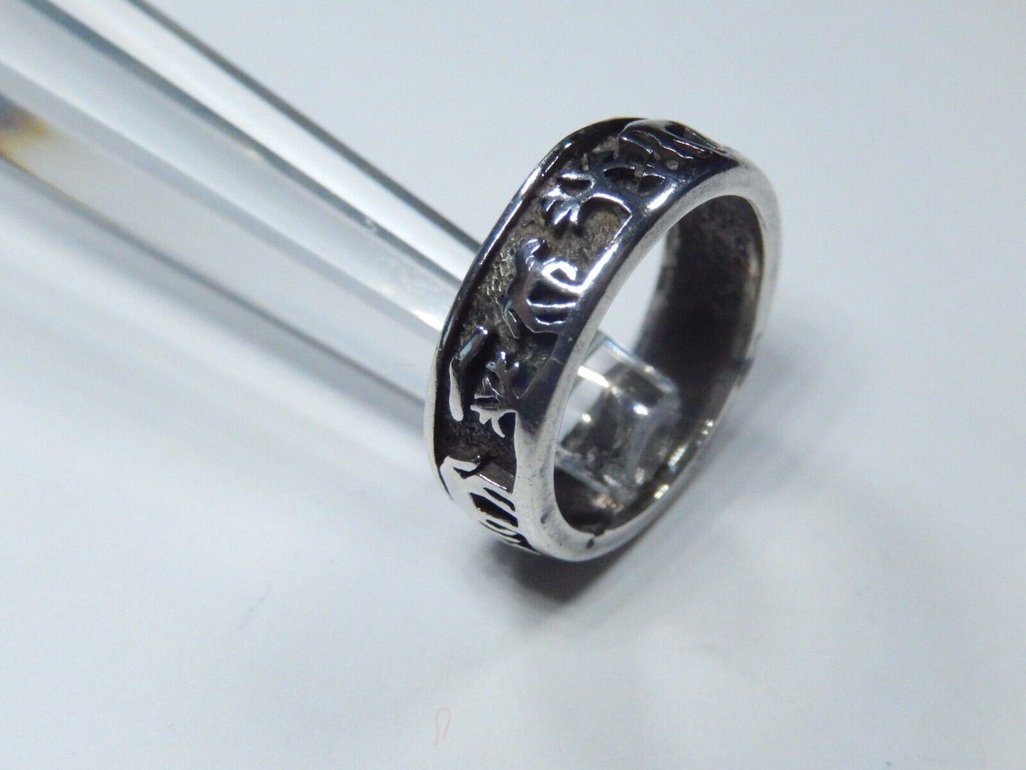 *VINTAGE* Sterling Silver  Horses Cowgirl 6.25 mm Wide Band Thick Ring Sz 6