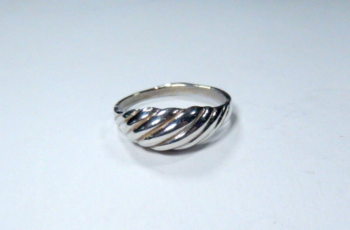 Sterling Silver Ribbed Ripple Rolled Shrimp Dome Band Ring 925 Size 6