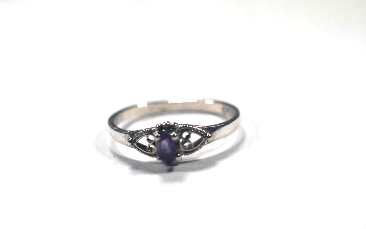 *VINTAGE* Oval Amethyst 925 Sterling Silver Ring - Size 9.75