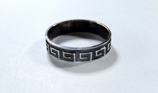 Sterling Silver Geometric 4.25 mm Wide Tribal Band Ring 925 Sz 6.25