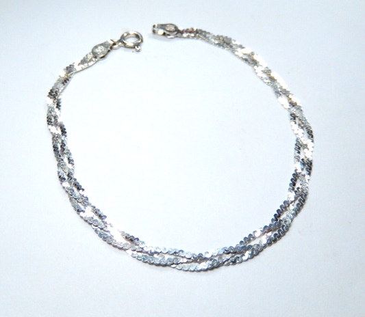 Italy 925 Sterling Silver 3 Strand woven braided bracelet 7 "