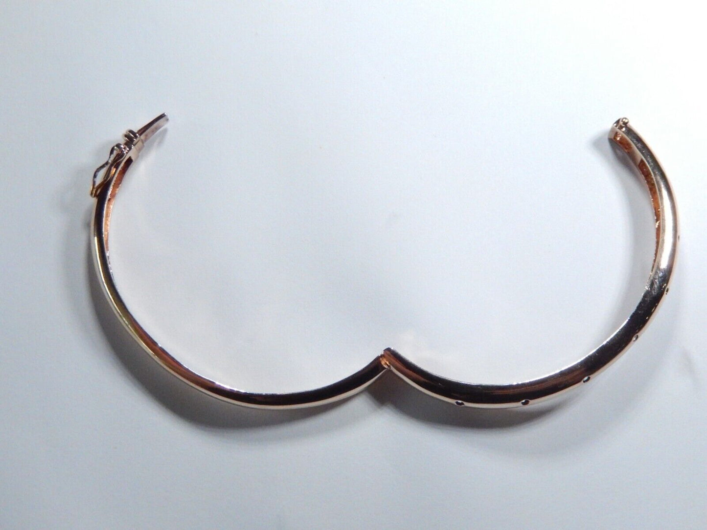 ROSE GOLD VERMEIL~CZ~HINGED .925 BANGLE BRACELET