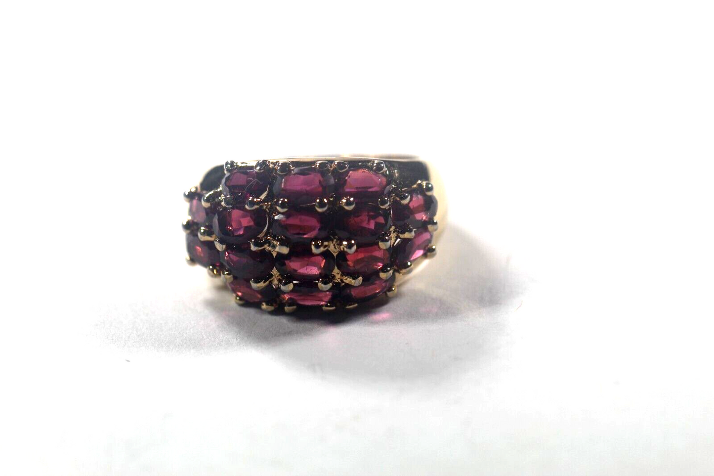 *VINTAGE* Sterling Silver Gold Vermeil Multi Amethyst Cluster Ring SZ 7