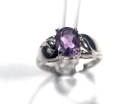 Sterling Silver 2.0 CT Oval Cut Amethyst Solitaire Cocktail Ring Size 7