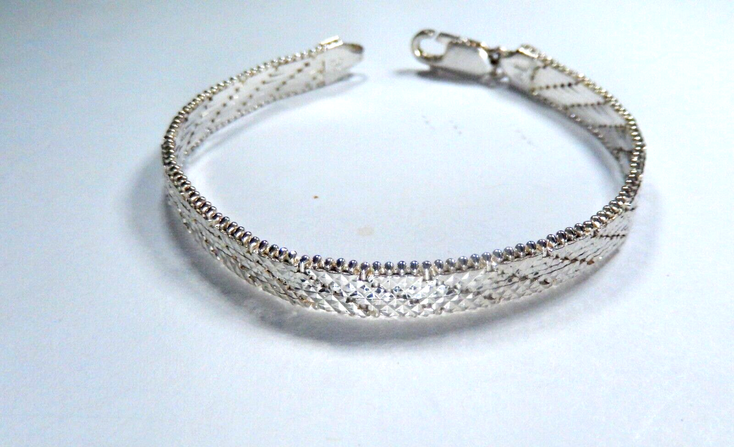 Vintage Italy Thick Sterling Silver Heavy 6.5mm Wide Mesh Bracelet -6.5"