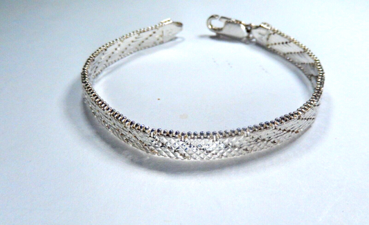 Vintage Italy Thick Sterling Silver Heavy 6.5mm Wide Mesh Bracelet -6.5"