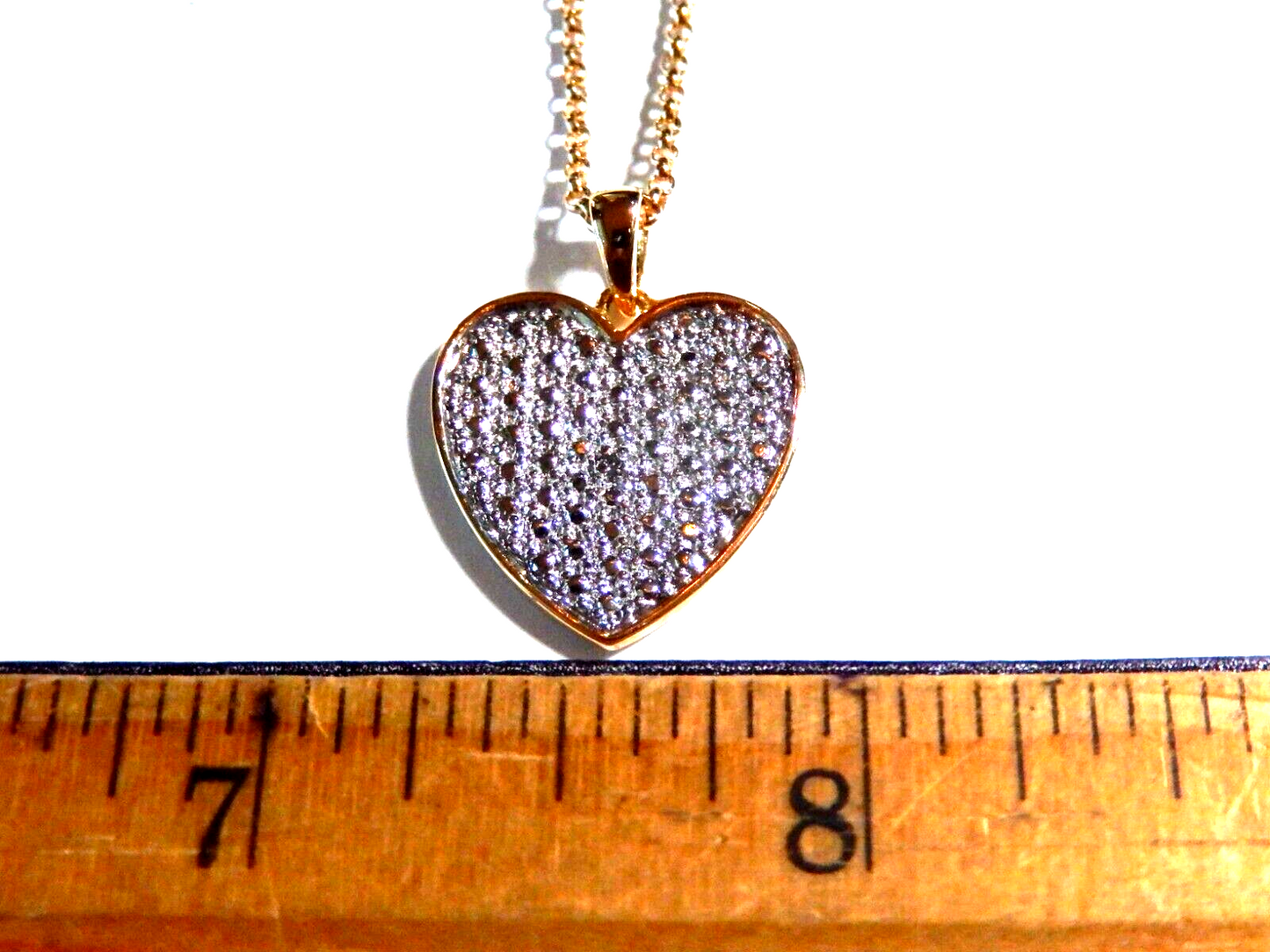 Ross Simons Gold Vermeil 925 Diamond Heart Pendant with 18 Vermeil Chain