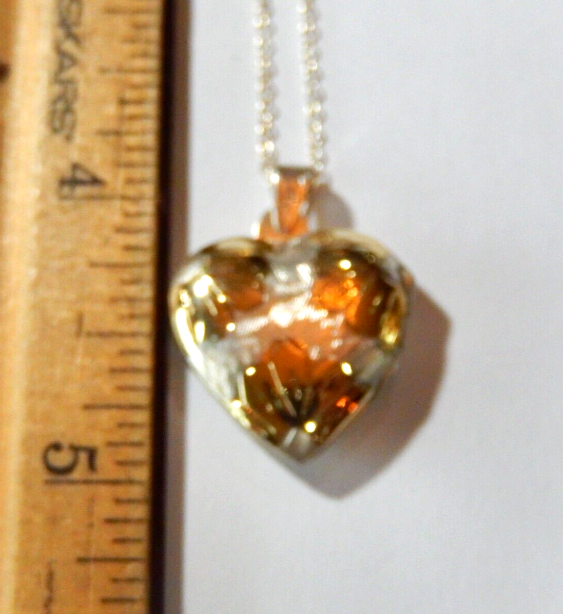 VINTAGE Sterling Silver Two Tone Heart Locket Etched Design w18 Ster Chain