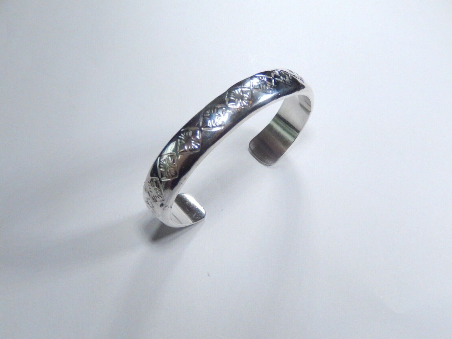 Vtg Native American Navajo Sterling Silver Cuff Bracelet Signed KS Kirk Smith